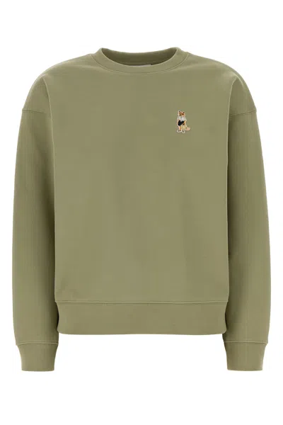 Maison Kitsuné Sage Green Cotton Sweatshirt In Multi
