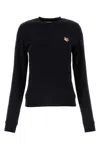 Maison Kitsuné Embroidered Detail Cotton Crew-neck Sweatshirt In Black