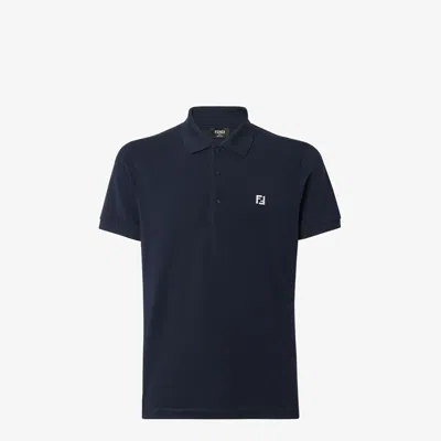 Maison Kitsuné Fendi Cotton-piqué Polo Shirt In Blue