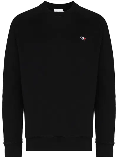 Maison Kitsuné Fox Patch Clean Cotton Sweatshirt In Black