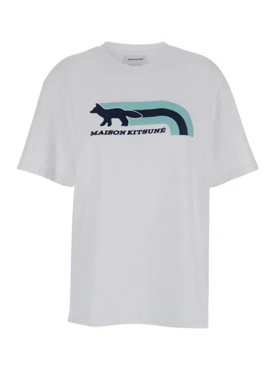 Maison Kitsuné T-shirt Oversize Con Stampa Logo Floreale In Cotone Bianco Uomo In White
