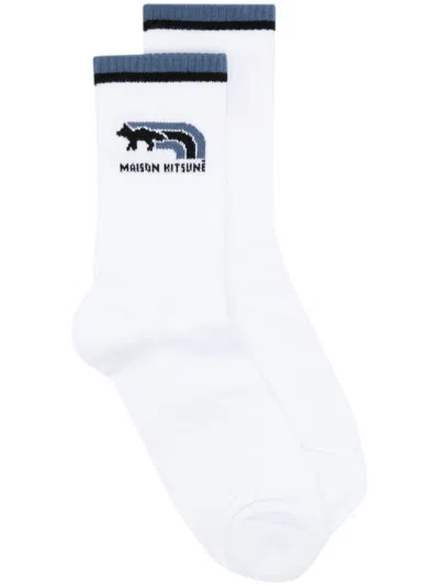 Maison Kitsuné Flash Fox Socks In White