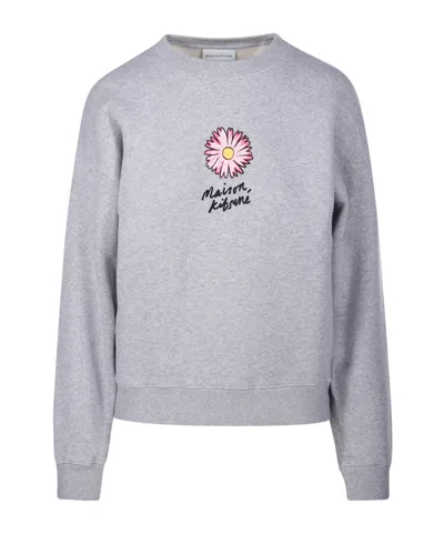 Maison Kitsuné Floating Flower Cotton Sweatshirt In Gray