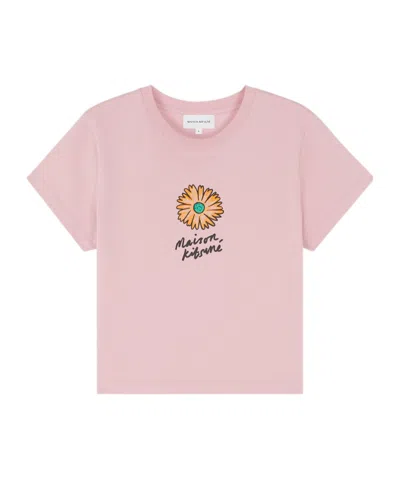 Maison Kitsuné Floating Flower-print Cotton T-shirt In Pink