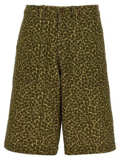 Maison Kitsuné Floral Print Bermuda Shorts In Green