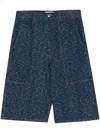 Maison Kitsuné Floral-print Denim Shorts In Blue