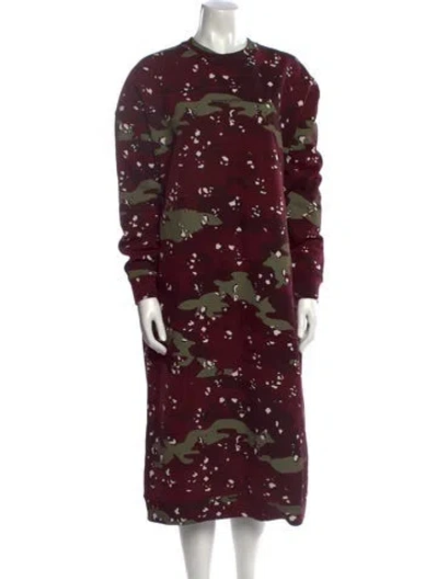 Pre-owned Maison Kitsuné Floral Print Midi Length Dress W/ Tags In Burgundy