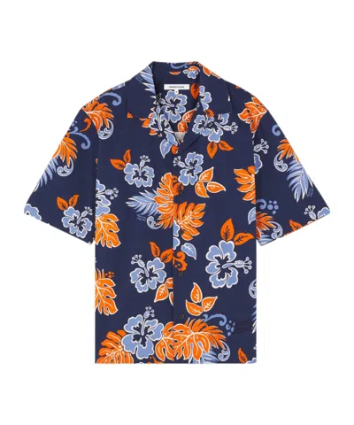 Maison Kitsuné Floral-print Ripstop Shirt In Blue