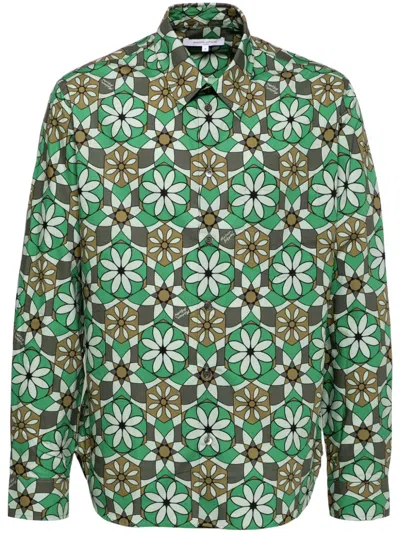 Maison Kitsuné Floral-print Shirt In Green