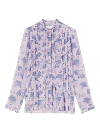 Maison Kitsuné Floral Pussy-bow Top In Multi