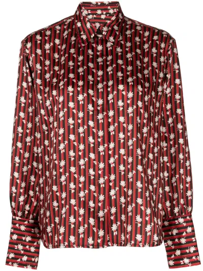 Maison Kitsuné Floral Stripes-print Long-sleeve Shirt In Multicolour