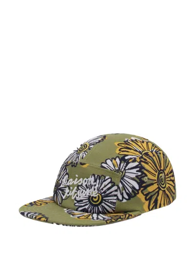 Maison Kitsuné Floral-pattern Baseball Cap In Green