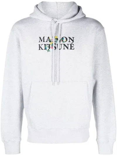 Maison Kitsuné Flowers Comfort Hoodie For Men - Fall 2023 Collection In White
