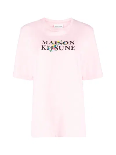 Maison Kitsuné Flowers Print Classic Logo T-shirt In Pink