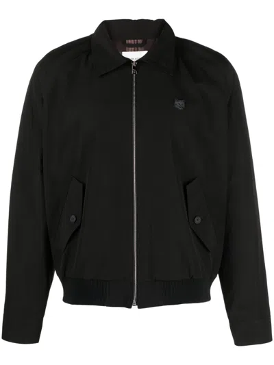 Maison Kitsuné Fox Appliqué Cotton Bomber Jacket In Black