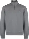 Maison Kitsuné Fox Patch High Collar Cotton Sweatshirt In Gray