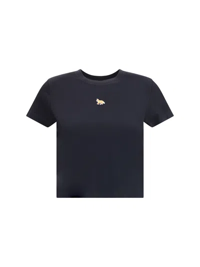 Maison Kitsuné Fox Baby Crop T-shirt In Black