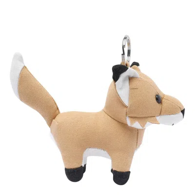 Maison Kitsuné Fox Bag Charm In Beige