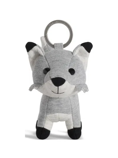 Maison Kitsuné Fox Bag Keyring In Gray