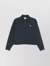 Maison Kitsuné Baby Fox Cropped Polo Sweatshirt In Blue