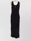 Maison Kitsuné Black Baby Fox Ribbed Tank Midi Dress In Black