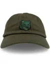 Maison Kitsuné Fox Head Embroidered Baseball Cap In Green