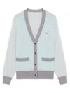 Maison Kitsuné Baby Fox Patch Color Block Cardigan In Green