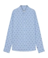 Maison Kitsuné Light Blue Casual Cotton Shirt With Print In Blue
