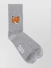 Maison Kitsuné Fox Design Mid-calf Socks With Ribbed Cuff In Multi