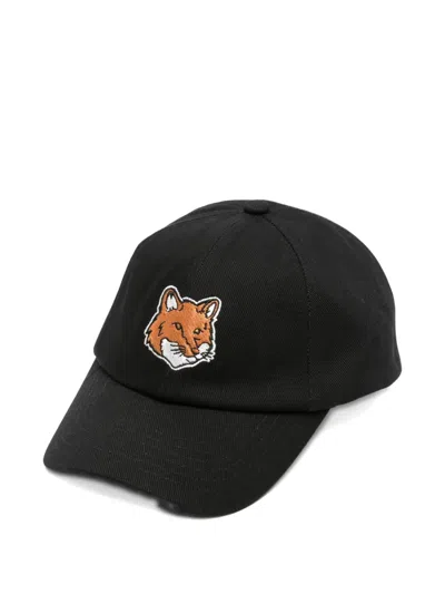 Maison Kitsuné Fox-embroidered Baseball Cap In Black