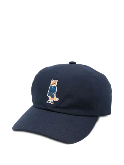 Maison Kitsuné Fox-embroidered Baseball Cap In Blue