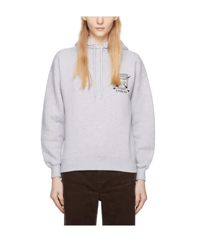 Maison Kitsuné Fox-embroidered Cotton Hoodie In White