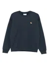 Maison Kitsuné Cotton Sweatshirt With Embroidered Fox Detail In Blue