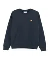 Maison Kitsuné Cotton Sweatshirt With Embroidered Fox Detail In Blue