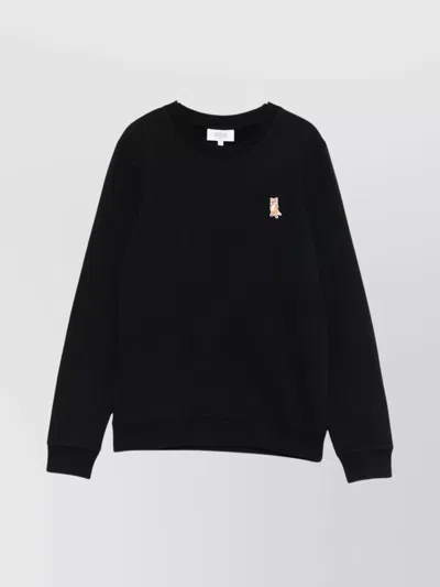 MAISON KITSUNÉ FOX EMBROIDERED COTTON SWEATSHIRT WITH CREW NECK