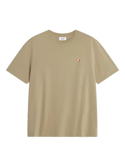 Maison Kitsuné Fox-embroidered Cotton T-shirt In Neutral