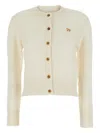 Maison Kitsuné Fox-embroidered Lambswool Cardigan In White