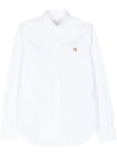 Maison Kitsuné Fox Embroidered Logo Shirt Clothing In White
