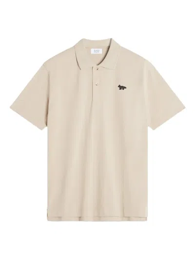 Maison Kitsuné Fox-embroidered Polo Shirt In Neutral
