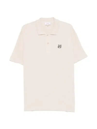 Maison Kitsuné Fox-embroidered Polo Shirt In Neutral