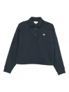 Maison Kitsuné Navy Polo-style Sweatshirt With Logo Patch In Blue