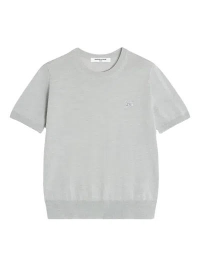 Maison Kitsuné Fox-embroidered Short-sleeve T-shirt In Gray