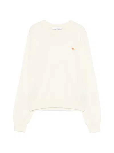 Maison Kitsuné Fox Embroidered Sweater In Neutral