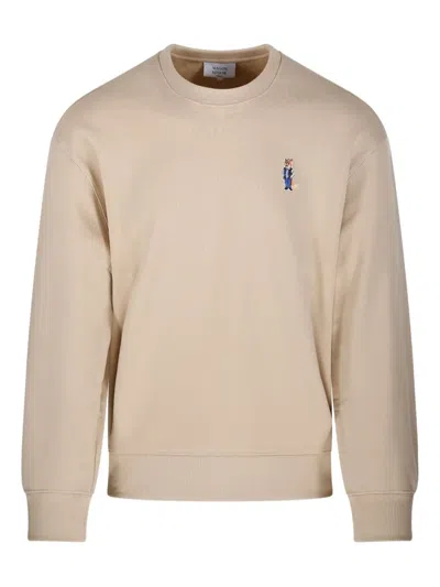 Maison Kitsuné Relaxed Fit Crewneck Sweatshirt In Neutral