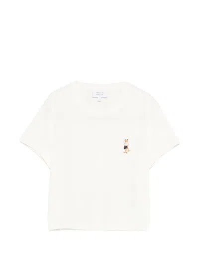Maison Kitsuné Fox Embroidered T-shirt In White