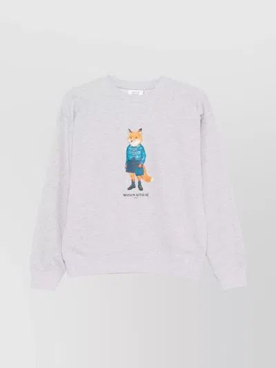 MAISON KITSUNÉ FOX GRAPHIC CREW NECK COTTON SWEATSHIRT