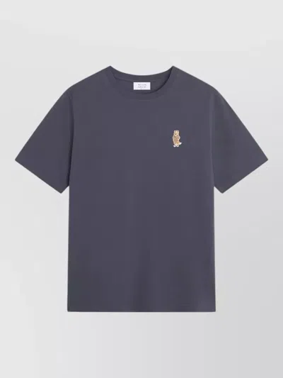 Maison Kitsuné Fox Graphic Crew Neck Cotton T-shirt In Blue