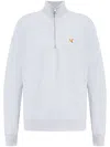 Maison Kitsuné Gray Fox Head Patch Half Zip Sweatshirt In Grey