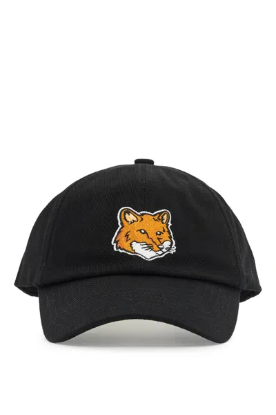 Maison Kitsuné Fox Head Baseball Cap In Black