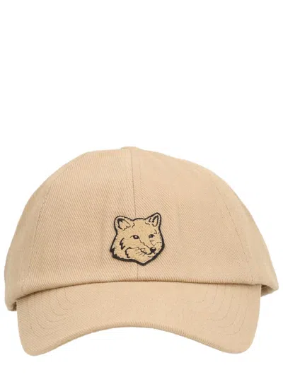 Maison Kitsuné Fox Head Baseball Cap In Brown